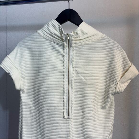 NWT Anthrolopogie 9-H15 Stcl Ivory Short Sleeve Mock Neck Shirt Size XS - Picture 3 of 13